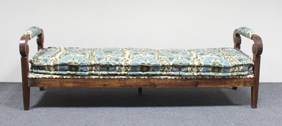 Lot 616 - A 19th Century upholstered bench with scroll...