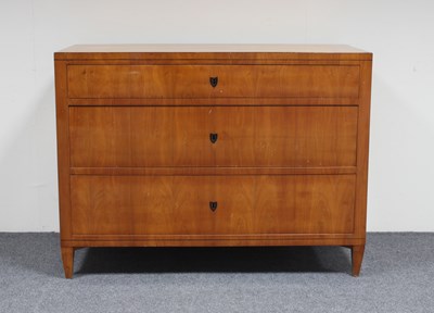 Lot 618 - A Biedermeier chest of three long drawers,...