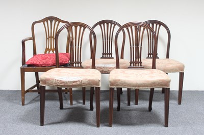 Lot 624 - Four George III dining chairs and one armchair