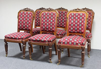 Lot 662 - A set of six late 19th Century walnut dining...