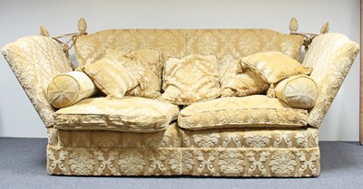 Lot 703 - A Knole type sofa covered in gold brocade,...