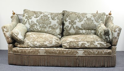 Lot 707 - A Knole type sofa covered in taupe brocade,...