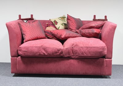 Lot 709 - A Knole type sofa covered in crimson damask...