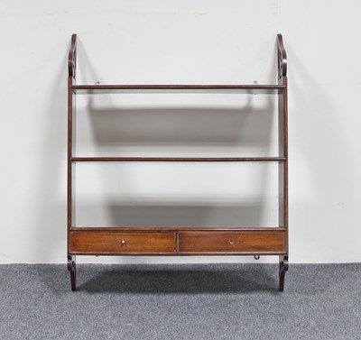 Lot 737 - A set of mahogany wall shelves, the bottom...