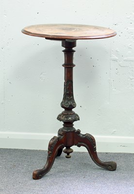 Lot 739 - A Victorian walnut and inlaid tripod table,...