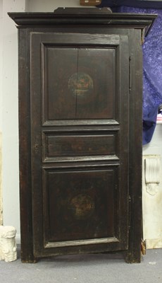 Lot 740 - A painted pine wardrobe with one door, the...