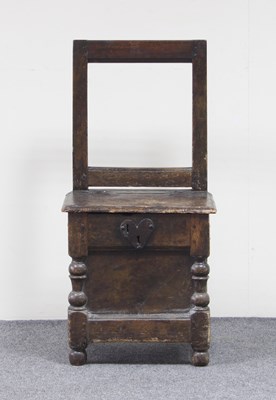 Lot 745 - A 17th Century monk's chair, the later box...