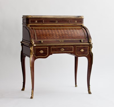 Lot 765 - A Louis XVI style mahogany cylinder bureau...