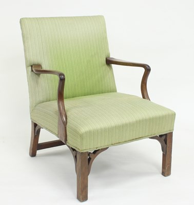 Lot 767 - A George III upholstered armchair, with carved...