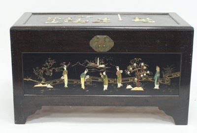 Lot 796 - A Japanese ebonised and shibayama type chest,...