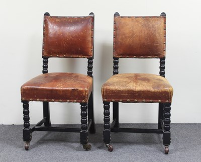 Lot 806 - A set of eight of Victorian ebonised chairs...