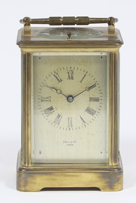 Lot 827 - A late 19th Century gilt brass hour-repeat...