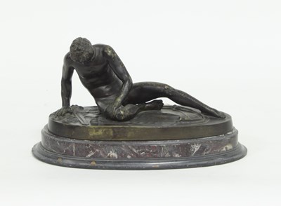 Lot 856 - A patinated brass figure of the dying Gaul, 30cm