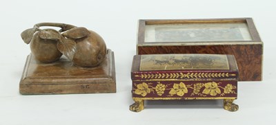 Lot 910 - A toleware ink stand, the hinged cover...