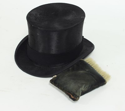 Lot 956 - A silk top hat by Scott & Co. and a hat brush