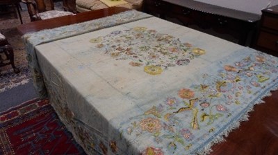 Lot 12 - A 17th/18th Century silk needlework coverlet...