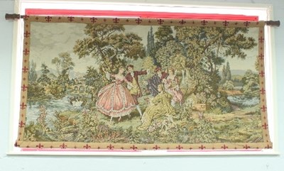 Lot 26 - A machine woven tapestry depicting courting...