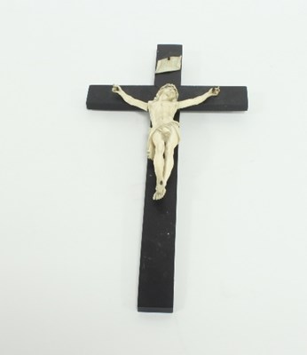 Lot 80 - A 19th Century carved ivory crucifix, probably...