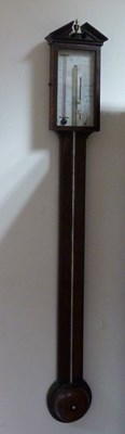 Lot 95 - A mahogany stick barometer, Ortelli and Co,...