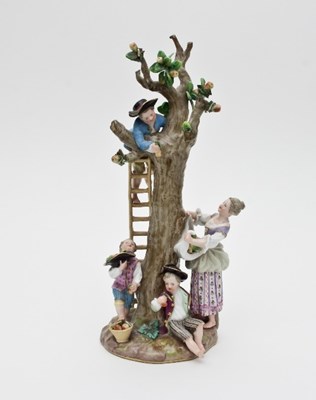 Lot 122 - A 19th Century Meissen figure group, the apple...