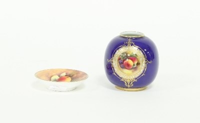 Lot 148 - A Royal Worcester fruit painted globular vase,...