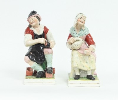 Lot 163 - A pair of Staffordshire figures, The Cobbler...