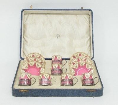 Lot 177 - A Royal Worcester coffee set, the cans with...