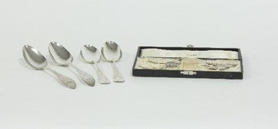 Lot 198 - Two Norwegian silver spoons, a set of three...