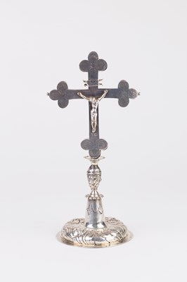 Lot 203 - A Continental white metal crucifix, probably...