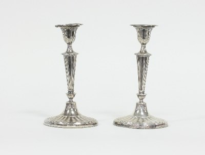 Lot 219 - A pair of silver candlesticks, HW, Sheffield...