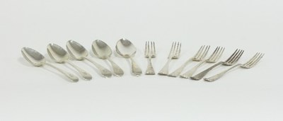 Lot 228 - A set of six silver dessert forks, WC, London...