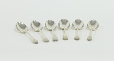 Lot 229 - A set of six silver dessert spoons, Richard...