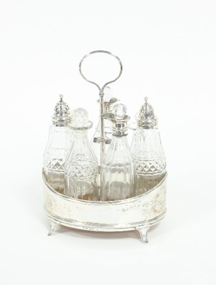 Lot 241 - A George III oval silver cruet, Naphtali Hart,...