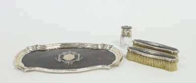 Lot 258 - A tortoiseshell and silver mounted dressing...