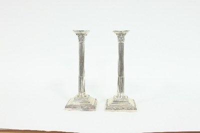 Lot 261 - A pair of silver Corinthian column...