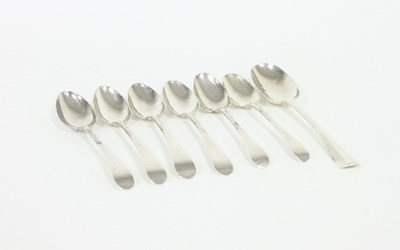 Lot 271 - Five old English pattern silver dessert spoons,...