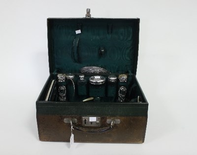 Lot 276 - A green Morocco leather dressing case fitted...