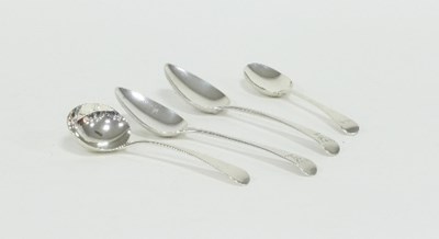 Lot 303 - A pair of George III silver dessert spoons, SA,...