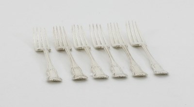 Lot 310 - A set of six King's pattern silver forks,...