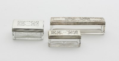 Lot 315 - Two silver mounted glass boxes, FD, London...