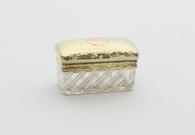 Lot 318 - A silver gilt mounted rouge box, TW, London...