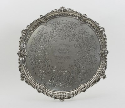 Lot 327 - A Victorian silver salver, Richard Martin &...