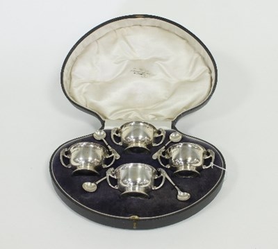 Lot 332 - Four silver two-handled salt cellars , ZB & S,...