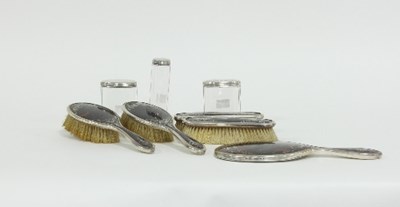 Lot 352 - A silver and tortoiseshell dressing set,...