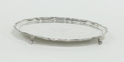 Lot 366 - A silver salver, Birmingham 1937, with beaded...