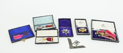 Lot 374 - A silver and silver gilt Masonic jewel,...