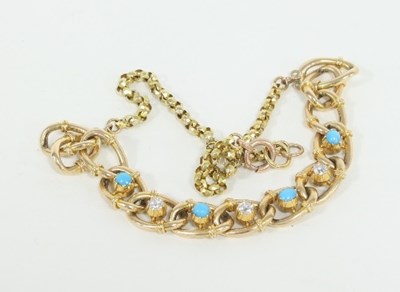 Lot 412 - A turquoise and diamond necklace set with...