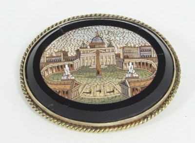 Lot 414 - A micro mosaic brooch, depicting the Vatican...