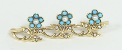 Lot 430 - An Edwardian gold, turquoise and half pearl...