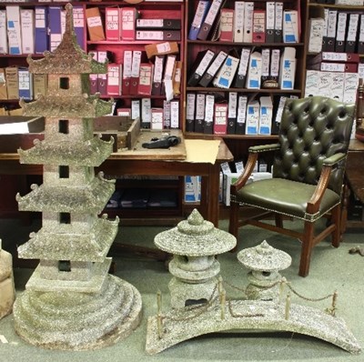 Lot 502 - A decorative reconstituted model pagoda, 155cm...